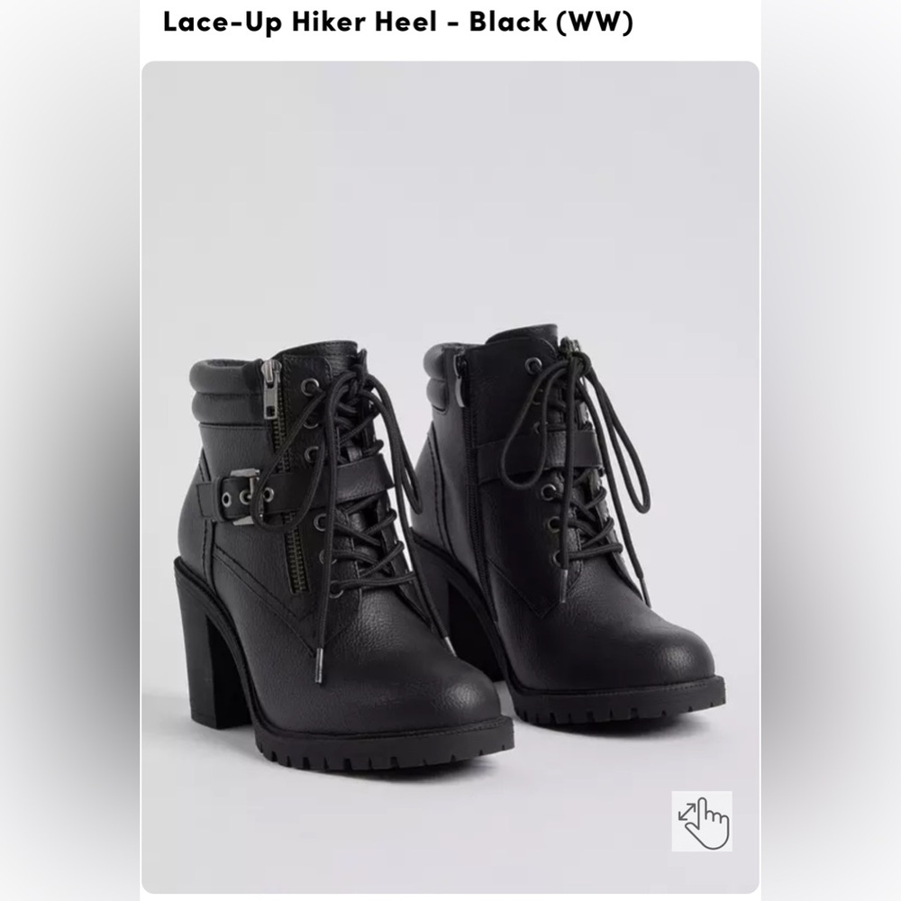 Torrid Black Lace-Up Hiker Heel Boots